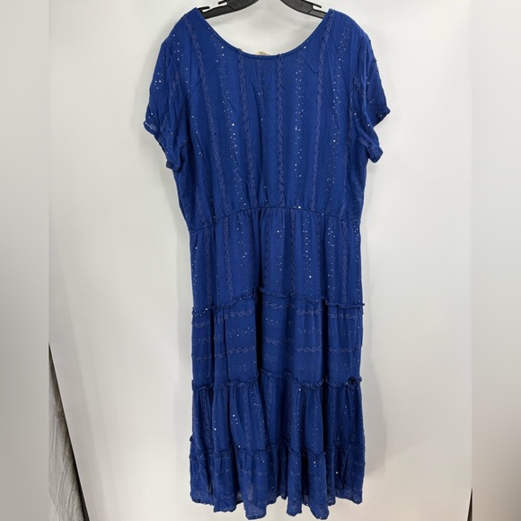 SOFT SURROUNDINGS Kara Shimmer Tiered Sequin Maxi Dress Blue Fairy Boho Y2K xl - Picture 9 of 15